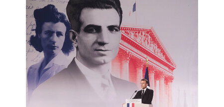 Frankreichs Präsident Macron ehrt das Résistancepaar Manouchian ...