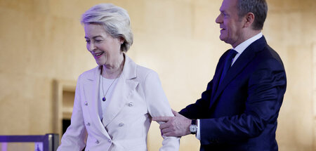 Gute Laune in Warschau: Ursula von der Leyen beim polnischen Min...