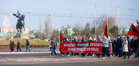 Protest in der Hauptstadt Transnistriens gegen die von Moldau ei...