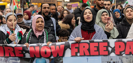 Propalästinensische Demonstranten fordern einen Waffenstillstand...