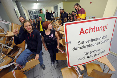 Studenten der Friedrich-Schiller-Universität Jena besetzten in d...