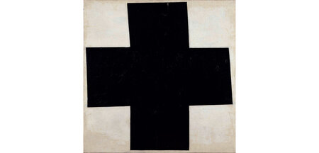 »Schwarzes Kreuz« (1915), Ölgemälde von Kasimir Malewitsch (Deta...