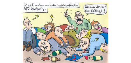 Zur Kenntlichkeit entstellt: Cartoon von Dorthe Landschulz