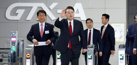 Südkoreas Präsident Yoon Suk Yeol bei der Eröffnung des GTX-A in...