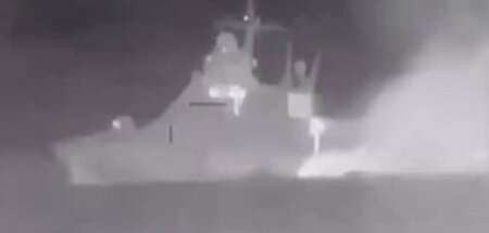 Laut ukrainischem Militärgeheimdienst zeigt das Bild die Zerstör...