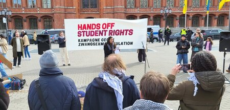 Protest gegen politisch motivierte Zwangsexmatrikulationen vor d...