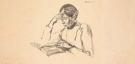 Max Liebermann: »Lesende« (Martha Liebermann, Tusche, um 1888)