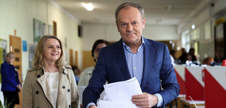 Premier Donald Tusk bei der Stimmabgabe