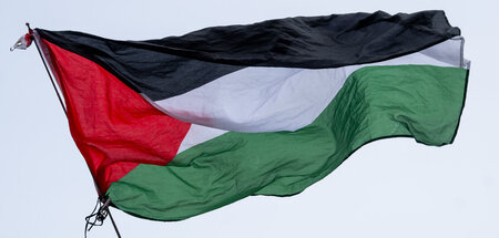 Flagge von Palästina bei einer palästinasolidarischen Kundgebung