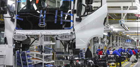 Lkw-Produktion von BYD in Huaian, Jiangsu, China