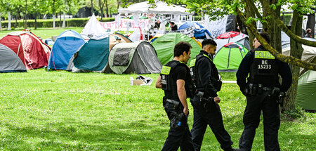 Bereit zur Eskalation: Polizei am Montag beim Palästina-Protestc...