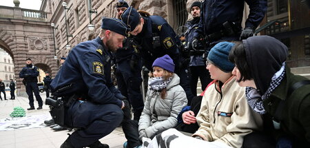 Kurz vor der Festnahme: Greta Thunberg vor dem schwedischen Parl