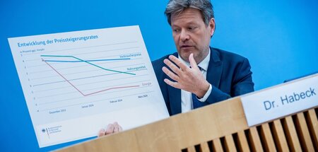 Hatte wieder Grafiken dabei: Wirtschaftsminister Robert Habeck a... Hatte wieder Grafiken dabei: Wirtschaftsminister Robert Habeck a...