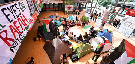 Das kurzlebige Protestcamp in einem Gebäude der Universität Brem...