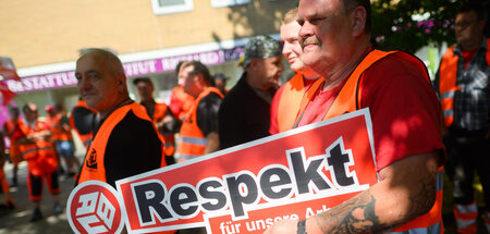 »Wertschätzung, die sie verdient haben«: Bauarbeiter beim Streik...