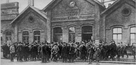 Streik der Kumpel der Gewerkschaft Deutscher Kaiser in Hamborn b...