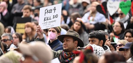 »Vier befreit – 210 getötet«: Propalästinensischer Protest in Me...