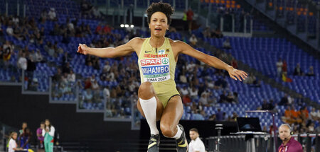 Mit Rückenwind: Malaika Mihambo (Rom, 12.6.2024)