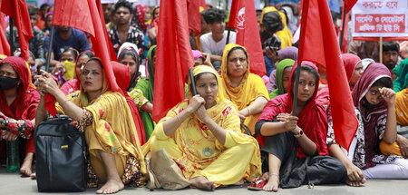 Kämpfe unter schwersten Bedingungen: Kundgebung von Textilarbeit...