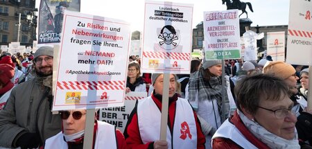 Mitglieder von Apothekerverbänden protestierten Ende November, w...