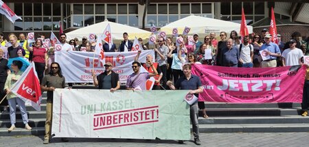 Kasseler Unibeschäftigte forderten am Donnerstag feste Arbeitsve...