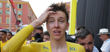 Tief durchatmen: Tadej Pogačar (Nizza, 21.7.2024)