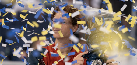 Jannik Sinner in Siegerpose nach dem Finale des ATP Masters 1000...
