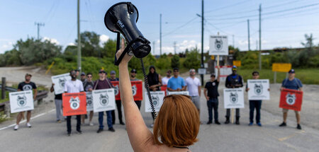 Am Donnerstag protestierten Bahnbeschäftigte in Kanada landeswei... Am Donnerstag protestierten Bahnbeschäftigte in Kanada landeswei...