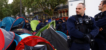 Protestaktion gegen »soziale Säuberungen« bei Olympia auf der Pl...
