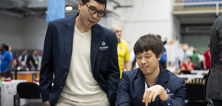 Training vor der ersten Runde: Wesley So (l.) und Ray Robson (Bu...