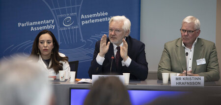Julian Assange am 1. Oktober in Strasbourg