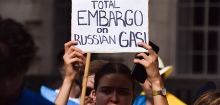 Wirtschaftskrieg mit Massenbasis: Kundgebung vor der russischen ...