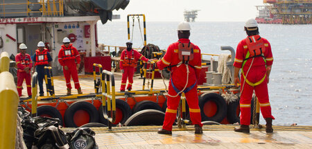 Kein Streit mit Beijing: Malaysische Ölarbeiter im Südchinesisch...