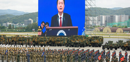 Am »Tag der Armee« war Südkoreas Präsident um martialische Worte...