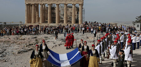 Offizielles Gedenken auf dem Parthenon in Athen an die Befreiung...