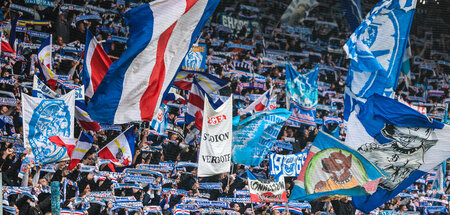 Besser im Block als am Bahndamm: Anhänger von Hansa Rostock