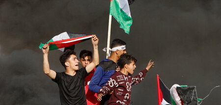 Demonstranten am Grenzzaun des Gazastreifens (18.5.2023)