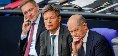 Lange Gesichter auf der Regierungsbank: Lindner, Habeck und Scho... Lange Gesichter auf der Regierungsbank: Lindner, Habeck und Scho...