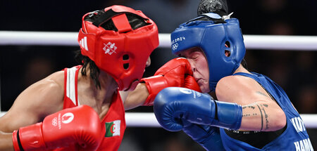 Schlagstark und treffsicher: Imane Khelif (l.) im Olympiaviertel... Schlagstark und treffsicher: Imane Khelif (l.) im Olympiaviertel...