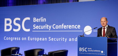 Der »Friedenskanzler« Olaf Scholz (SPD) bei der »Berlin Security...