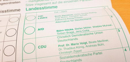 Hebel der Regierungsbildung? Stimmzettel zur Landtagswahl in Thü...