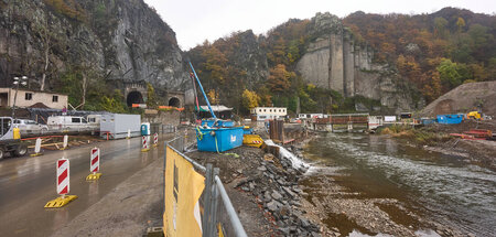 Wiederaufbau der Bahnstrecke im Ahrtal (Altenahr, 14.11.2024)