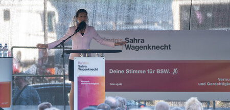 Die Parteigründerin Sahra Wagenknecht bei der Auftaktveranstaltu...