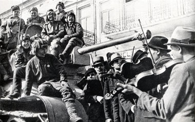 Willkommensgruß für die Rotarmisten in der rumänischen Stadt Bot... Willkommensgruß für die Rotarmisten in der rumänischen Stadt Bot...