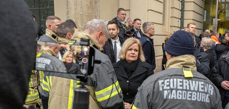 Lässt keine Gelegenheit aus: Nancy Faeser (SPD) in Magdeburg (21...