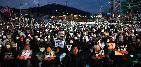 Gewerkschafter fordern am Sonnabend in Seoul die Festnahme des s...