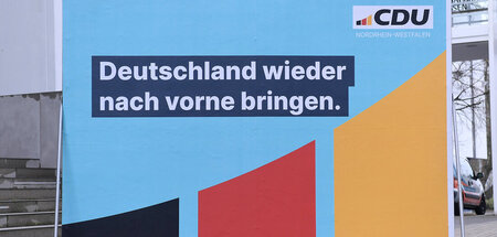 Bei Kapitalgebern ist die CDU bereits ganz vorne. Wahlplakat des...