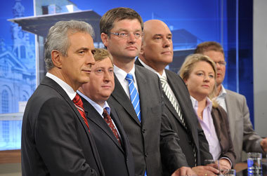 Sachsens Spitzenkandidaten am Wahlsonntag in der ARD. Auch Holge... Sachsens Spitzenkandidaten am Wahlsonntag in der ARD. Auch Holge...
