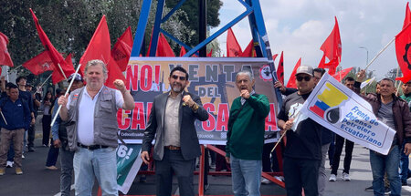 Ein Protestmarsch in Quito richtete sich gegen die Ausbeutung de...