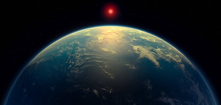 Eine NASA-Illustration zeigt, wie der Exoplanet K2-18b und der R...